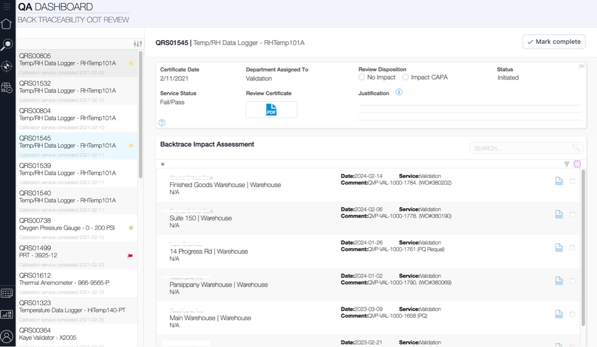 Integrated Quality Dashboard